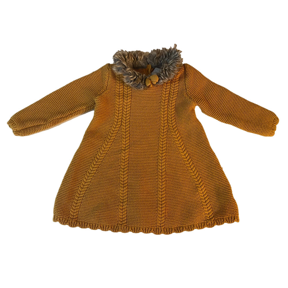Girls knit Tahari Baby Dress, 24M, Mustard Yellow